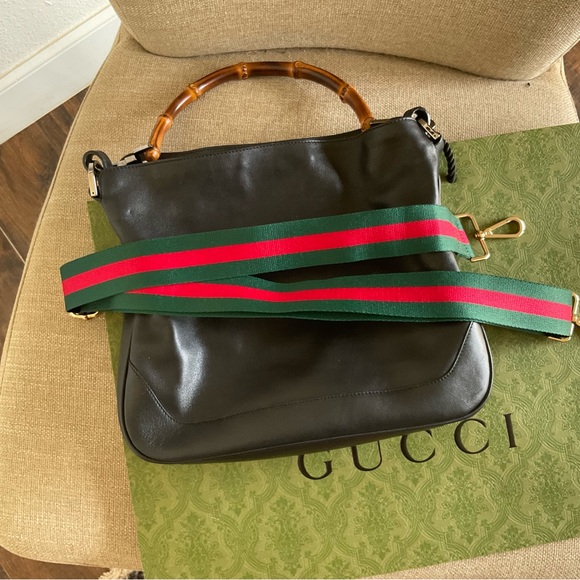 GUCCI LEATHER / BAMBOO HANDLE Snap closure handbag/shoulder bag - Picture 8 of 11